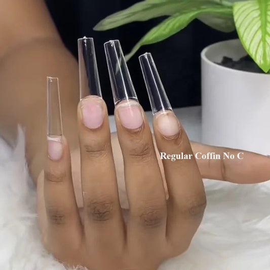500Pcs/Bag Medium/ Regular Coffin No C Curve Nail Tips