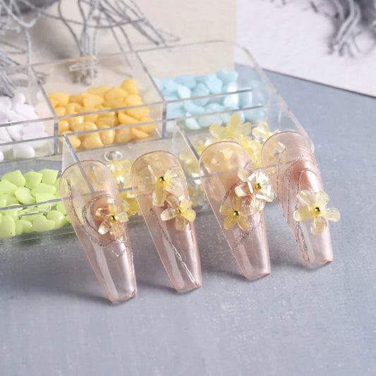 3D RESIN LOVE HEART FLOWERS NAILS ART/S04