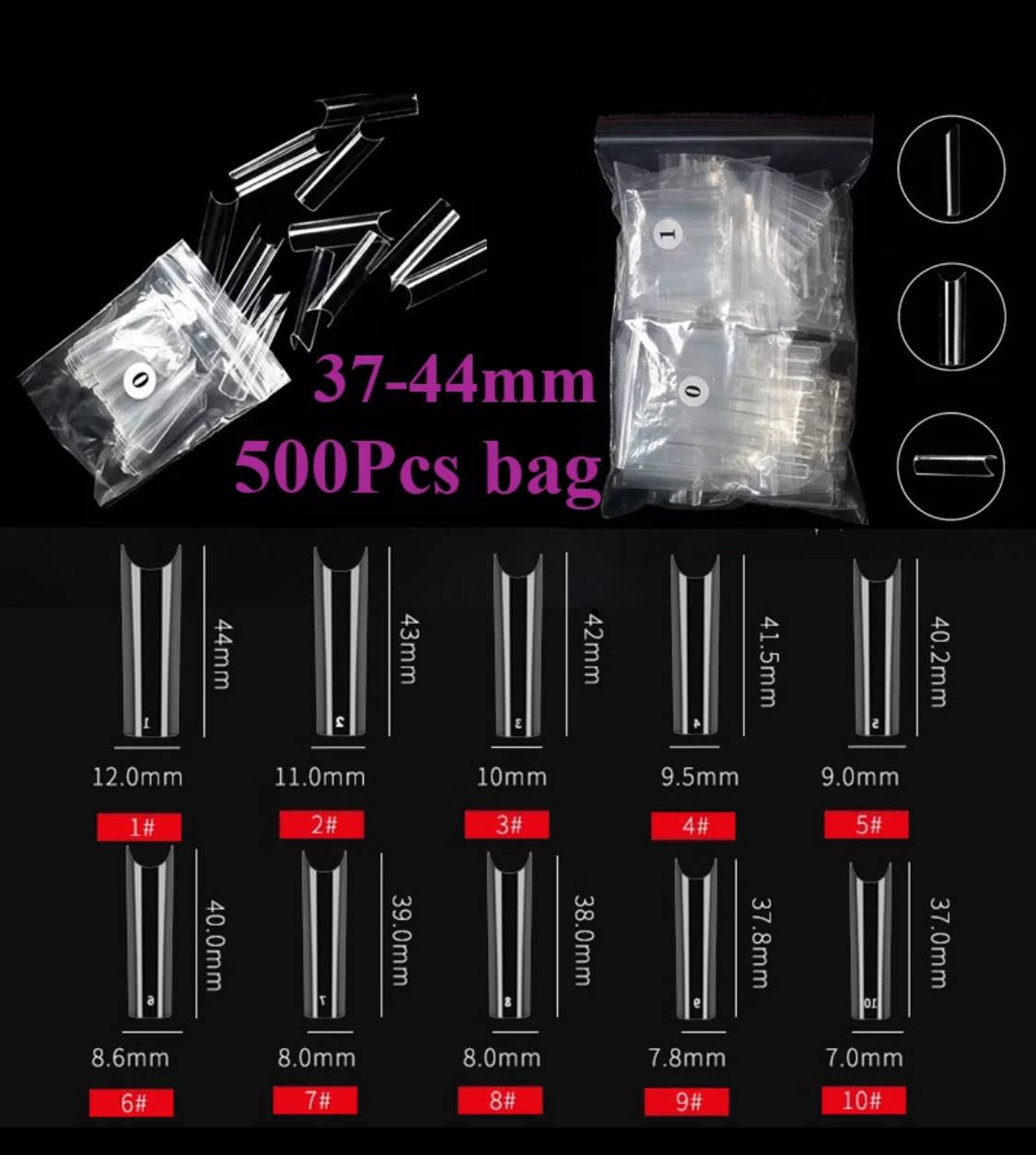 500pcs XXL Square Tips C Curve