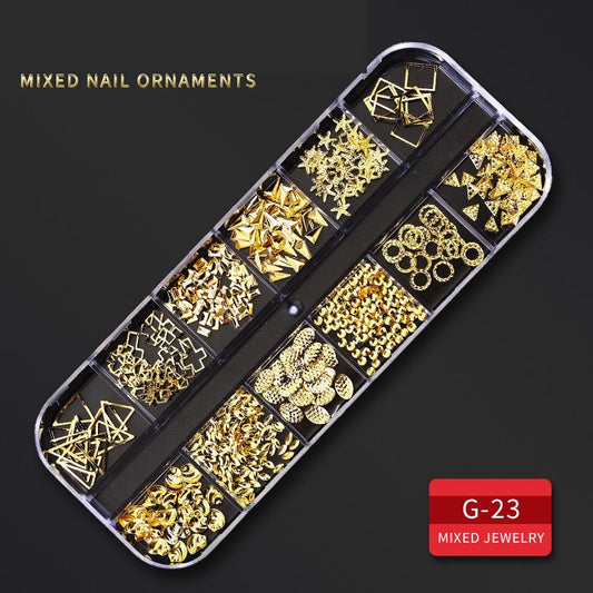 12 Grids Metal Rivet Nail Art Studs Mix Style G23