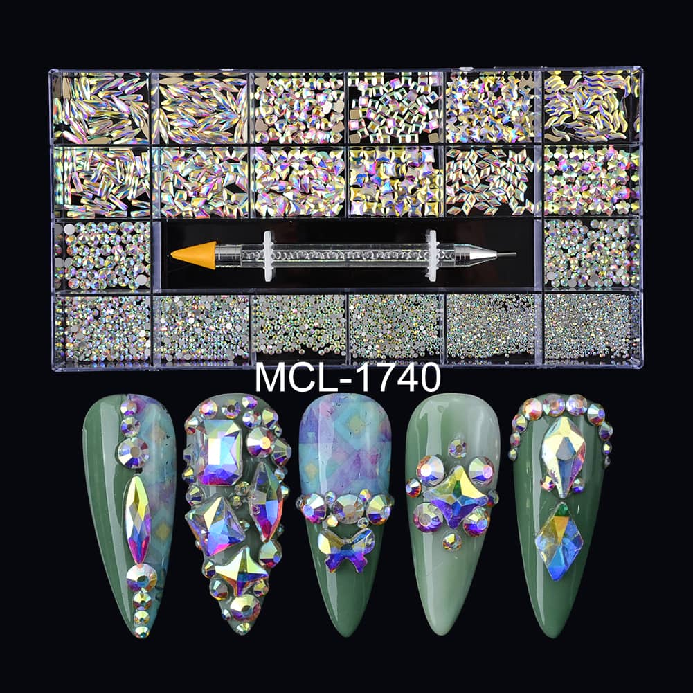 Mixed Multi Shapes AB Glass Fancy Rhinestone Box For Nail Art MCL-1740