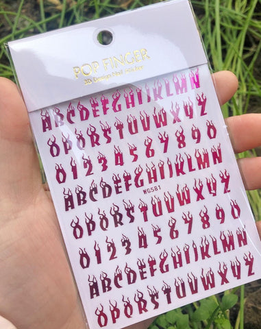 Magic Flame Fire Apphabet Letter A-Z Number 0-9 Stickes
