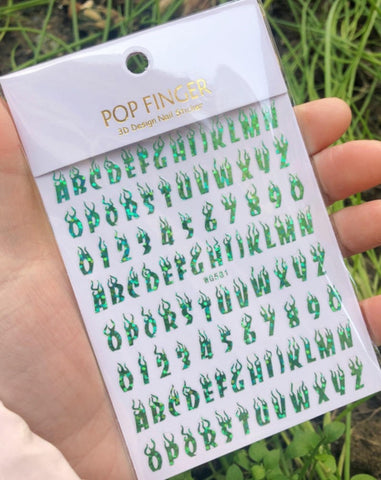 Magic Flame Fire Apphabet Letter A-Z Number 0-9 Stickes