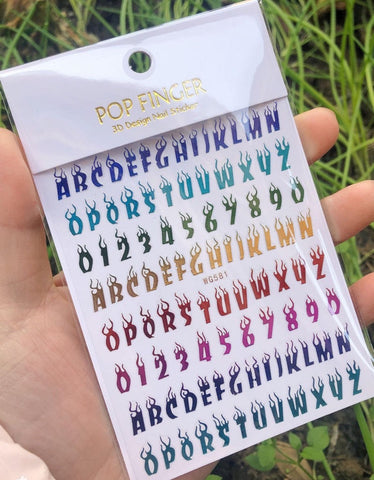 Magic Flame Fire Apphabet Letter A-Z Number 0-9 Stickes