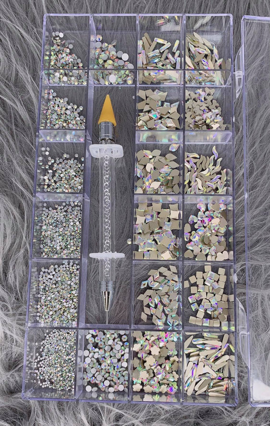 Mixed Multi Shapes AB Glass Fancy Rhinestone Box For Nail Art MCL-1740
