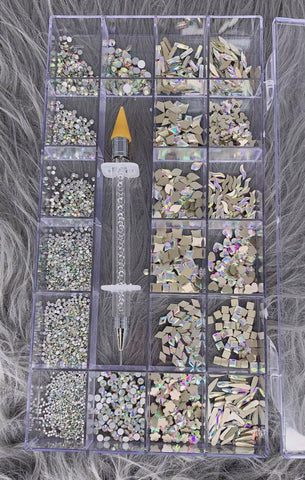 Mixed Multi Shapes AB Glass Fancy Rhinestone Box For Nail Art MCL-1740