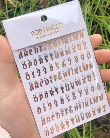 Magic Flame Fire Apphabet Letter A-Z Number 0-9 Stickes