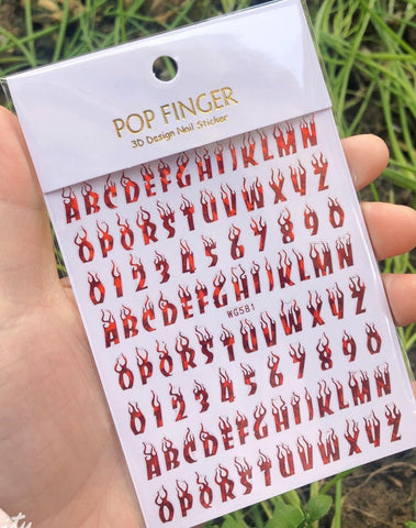 Magic Flame Fire Apphabet Letter A-Z Number 0-9 Stickes