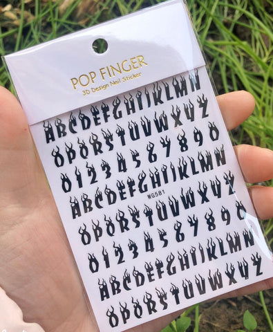 Magic Flame Fire Apphabet Letter A-Z Number 0-9 Stickes