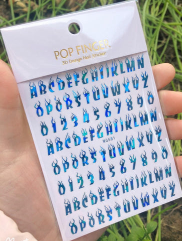 Magic Flame Fire Apphabet Letter A-Z Number 0-9 Stickes