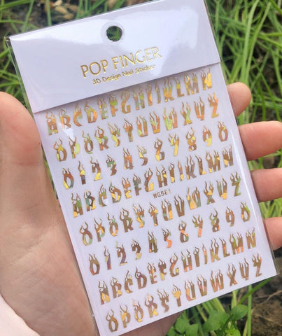 Magic Flame Fire Apphabet Letter A-Z Number 0-9 Stickes
