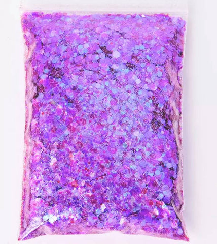 Holographic Mixed Hexagon Shape Chunky Nail Glitter-G2