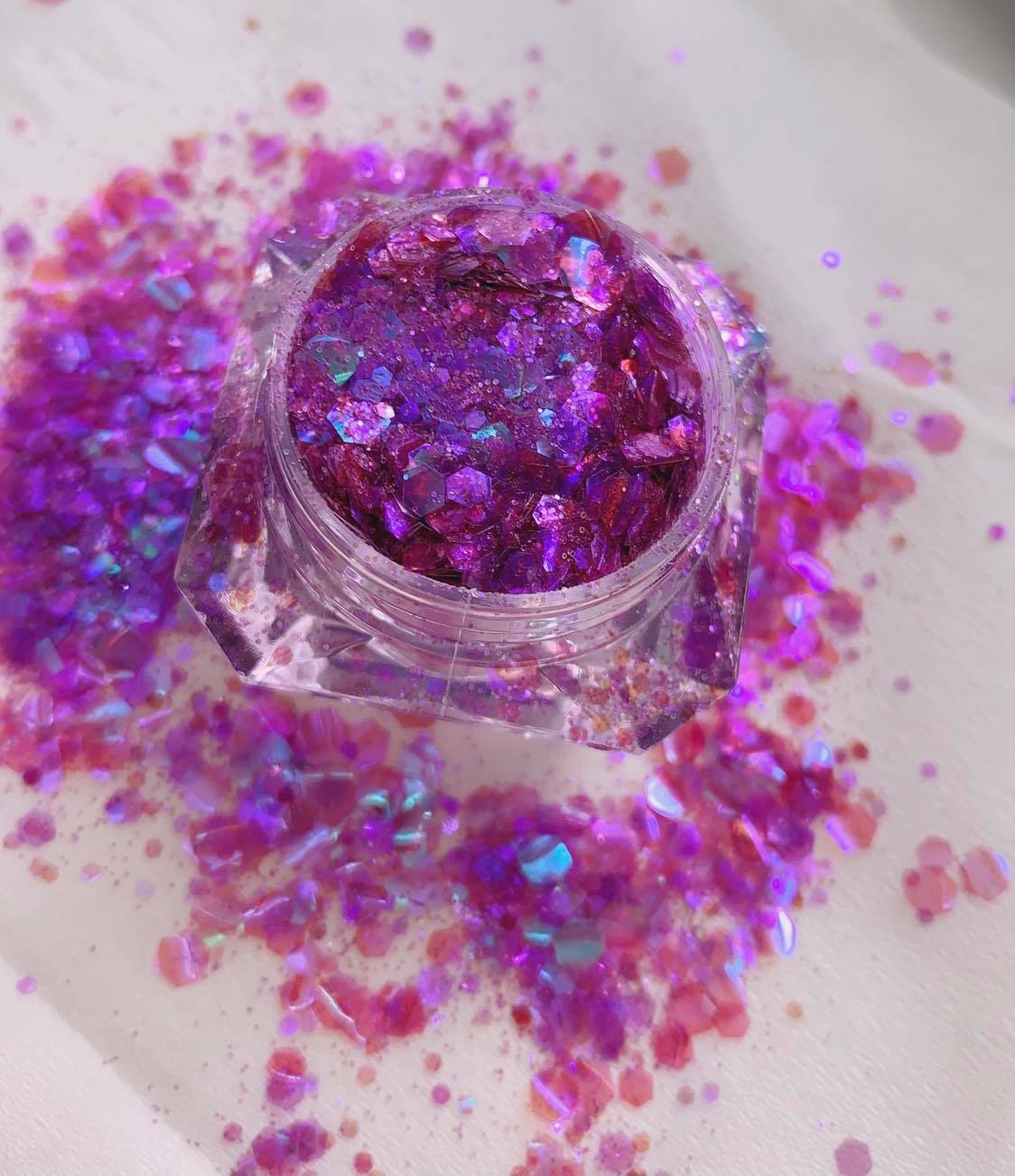 Holographic Mixed Hexagon Shape Chunky Nail Glitter-G2