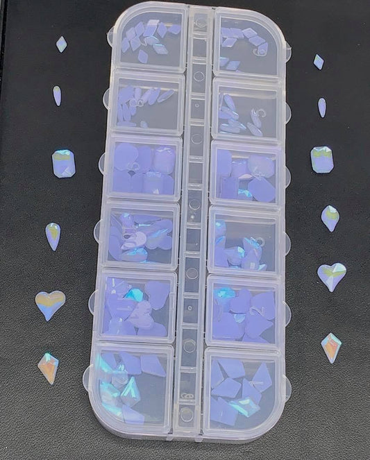 Fancy Shape Glass Flatback Rhinestones For Nail - Blue Opal