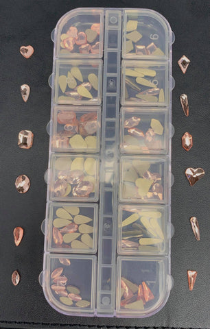 Fancy Shape Glass Flatback Rhinestones For Nail Art - Light Peach