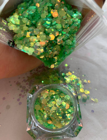 Holographic Mixed Hexagon Shape Chunky Nail Glitter-G5