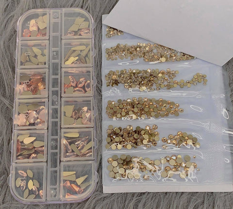 Fancy Shape Glass Flatback Rhinestones For Nail Art - Light Peach