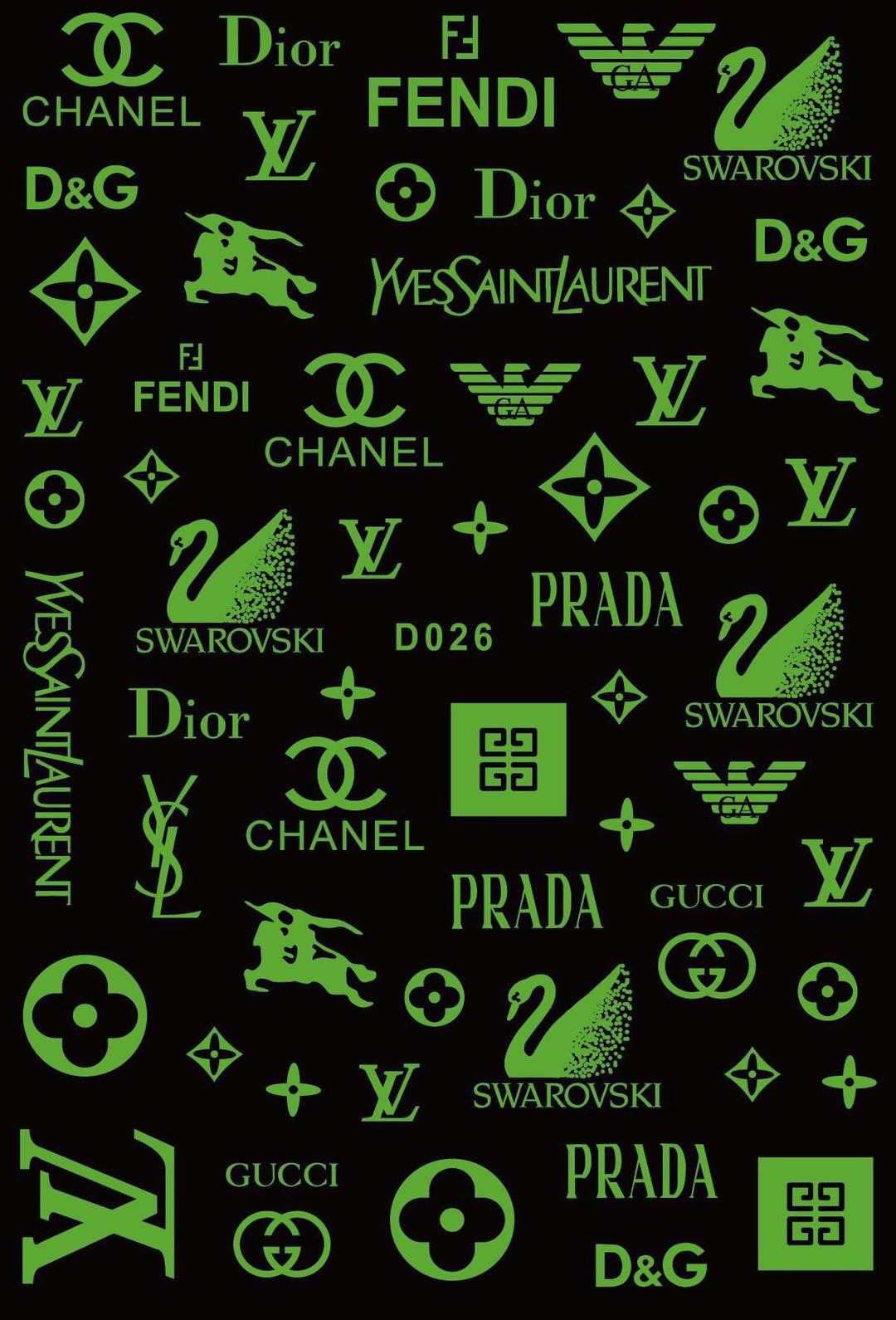 GLOW IN THE DARK DESIGNER NAIL STICKER D026YG