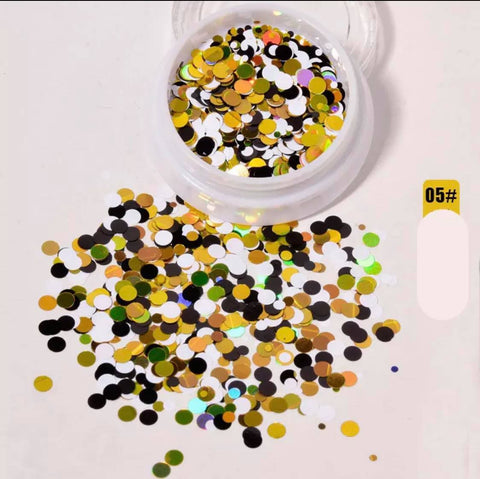 1 Set 6Box Round Shape Nail Glitter