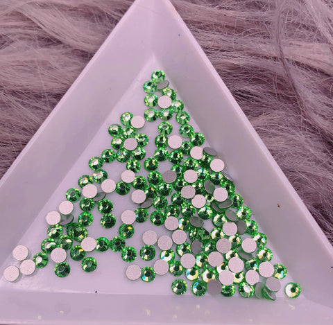 6 Grids In 1Box Mixed Size Crystal 3D Flat Back Nail Art Diamond Gem Shinny #14 Peridot