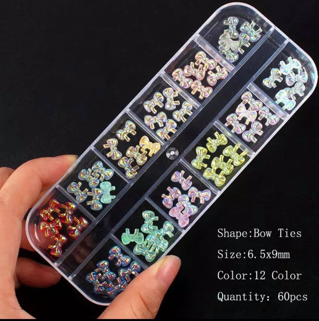 60PCS 3D BOW TIES AURORA RESIN NAIL ART2