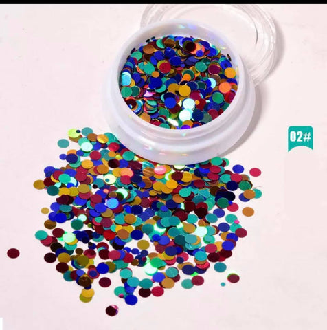 1 Set 6Box Round Shape Nail Glitter