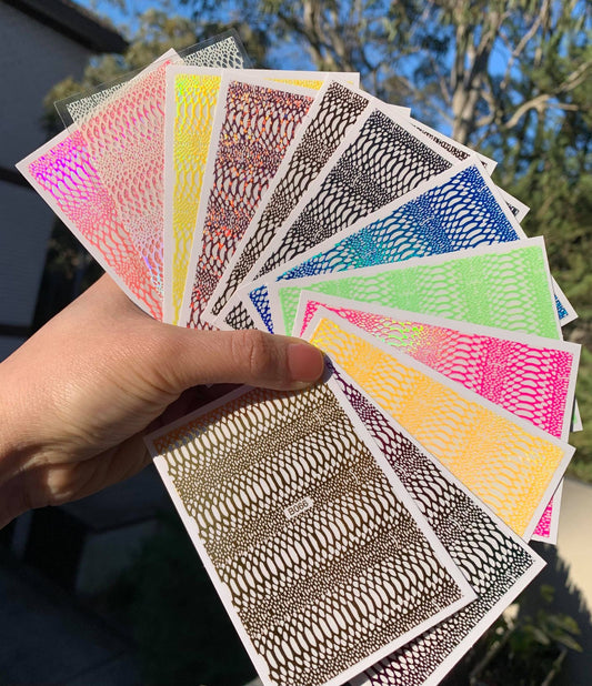 12PCS SNAKE SKIN LASER GLITTER STICKERS