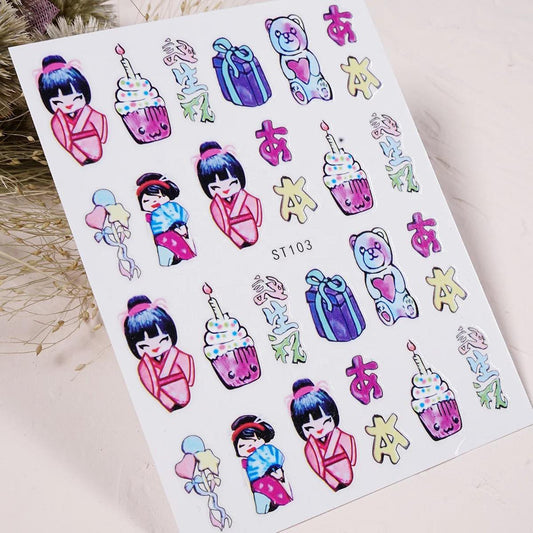 Cartoon Geisha Nail Decal ST103
