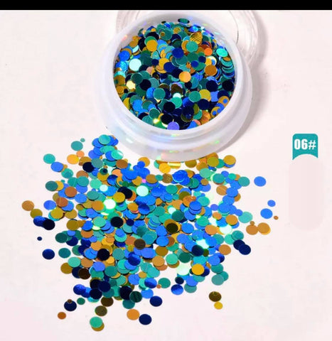1 Set 6Box Round Shape Nail Glitter