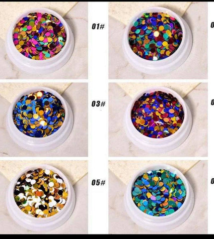 1 Set 6Box Round Shape Nail Glitter