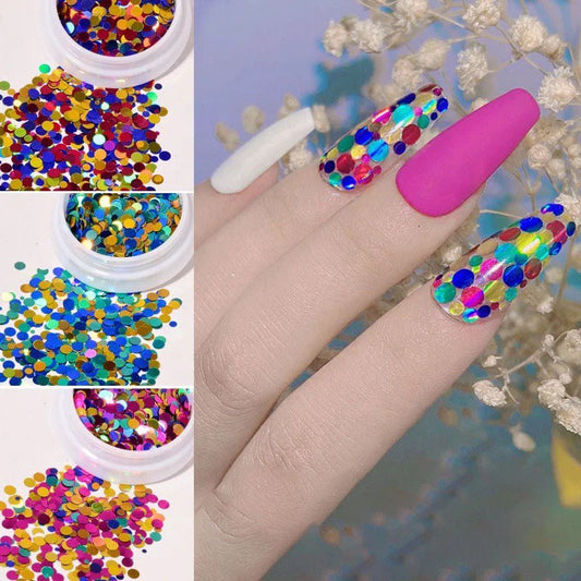 1 Set 6Box Round Shape Nail Glitter