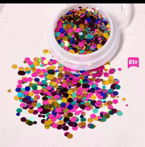 1 Set 6Box Round Shape Nail Glitter