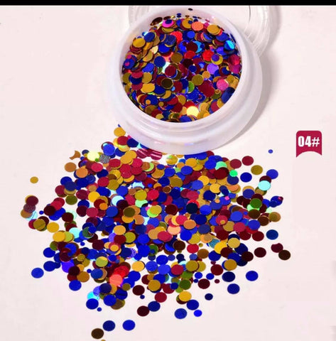1 Set 6Box Round Shape Nail Glitter