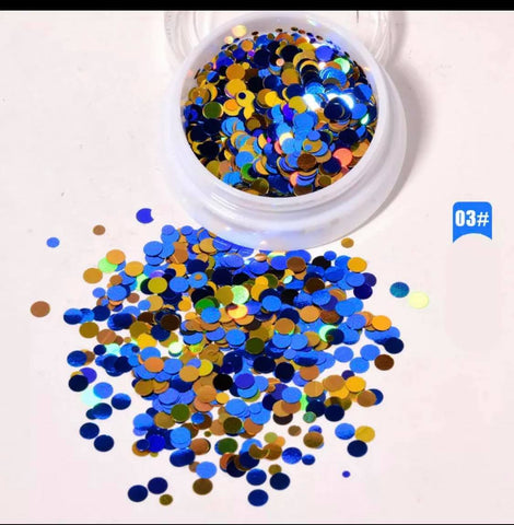 1 Set 6Box Round Shape Nail Glitter