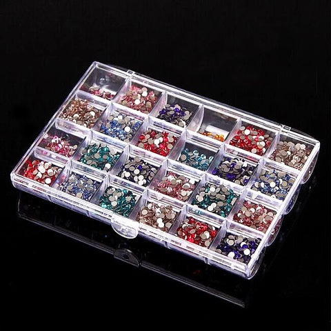 24 Grids Clear Plastic Box For Rhinestone, Charm, Flowers...
