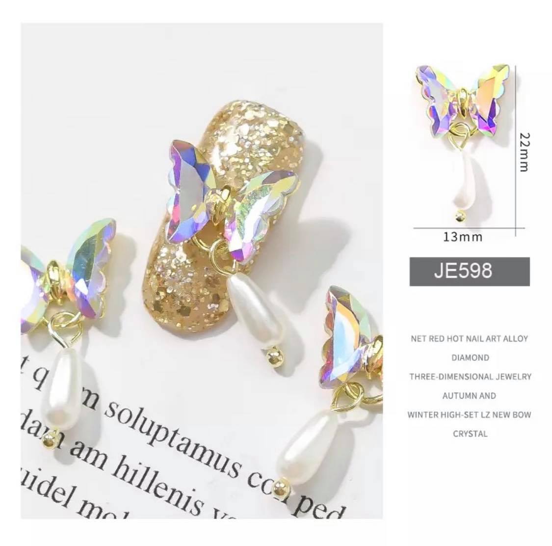 2PCS NAIL CHARM BUTTERFLY JE598