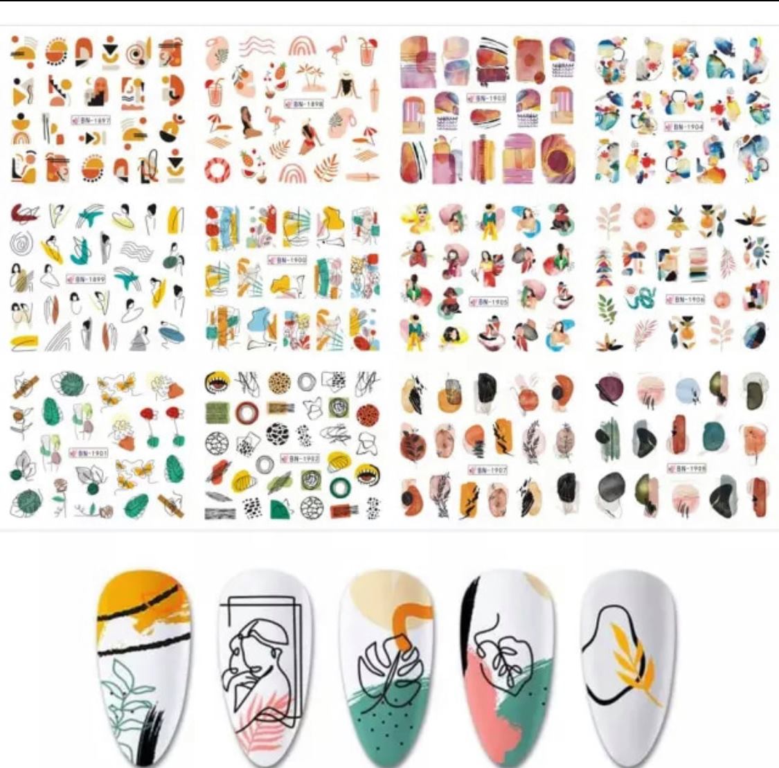 12Pcs Nail Stickers Water Transfer/BN1905