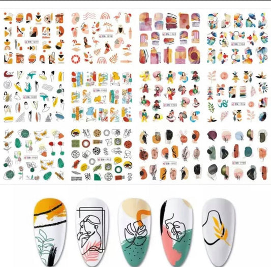 12Pcs Nail Stickers Water Transfer/BN1905