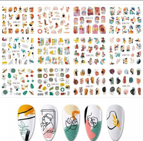 12Pcs Nail Stickers Water Transfer/BN1905