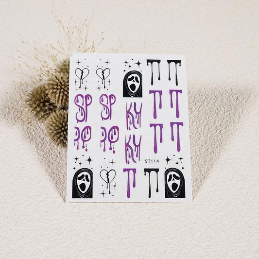 SKULL SMILEY  NAIL DECALS SET  ST114