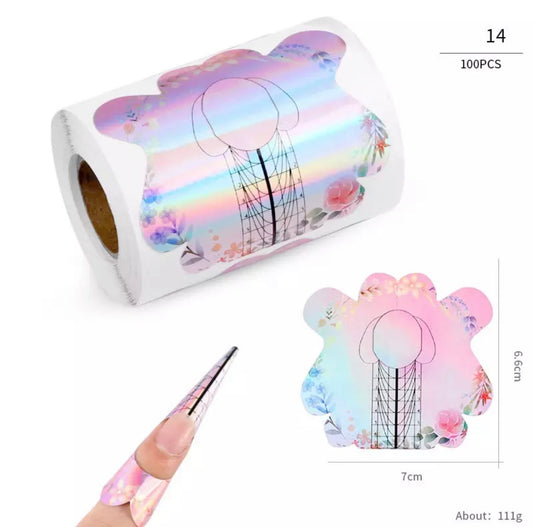 100pcs Nail Form/Pink Flowers
