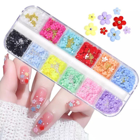 12 Grids 3D Flowers Nail Art