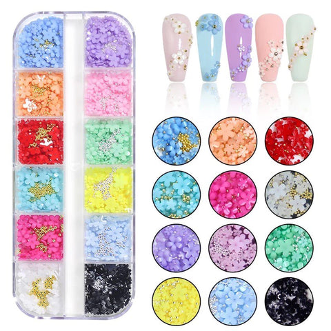 12 Grids 3D Flowers Nail Art