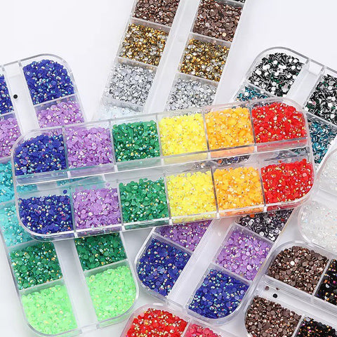 MIXED COLOR AB PIXIE JELLY RHINESTONES FAT BACK/ RAINBOW