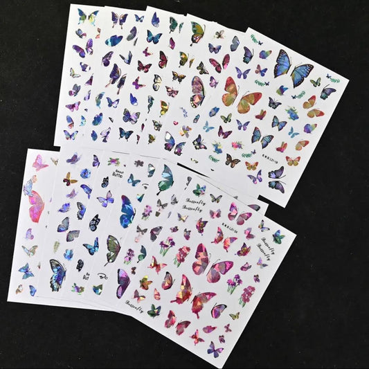 12PCS Holographic Laser Butterfly Nails Stickers