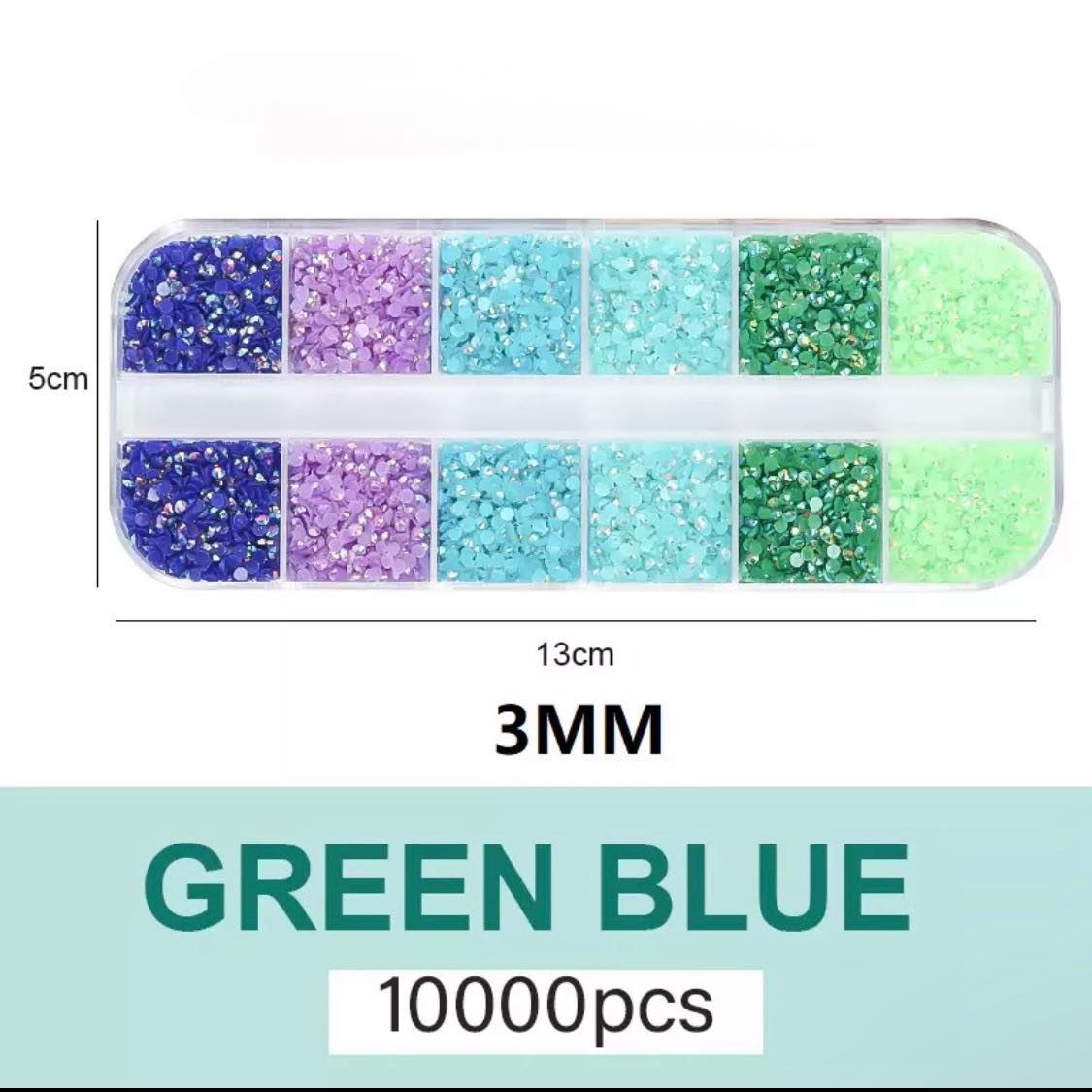 MIXED COLOR AB PIXIE JELLY RHINESTONES FAT BACK/ GREEN BLUE