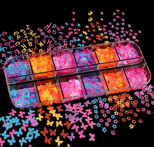 12 Grids Mixed Flower & Butterfly Decal